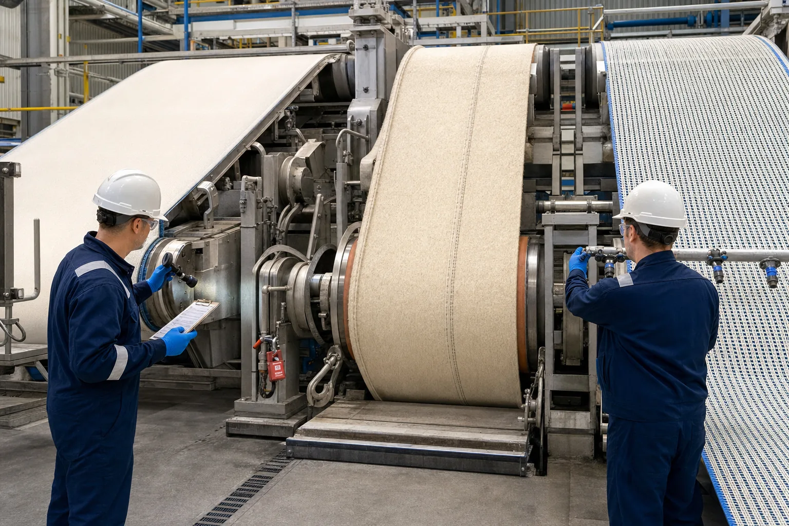 Maintenance inspection of paper machine clothing during a planned shutdown
