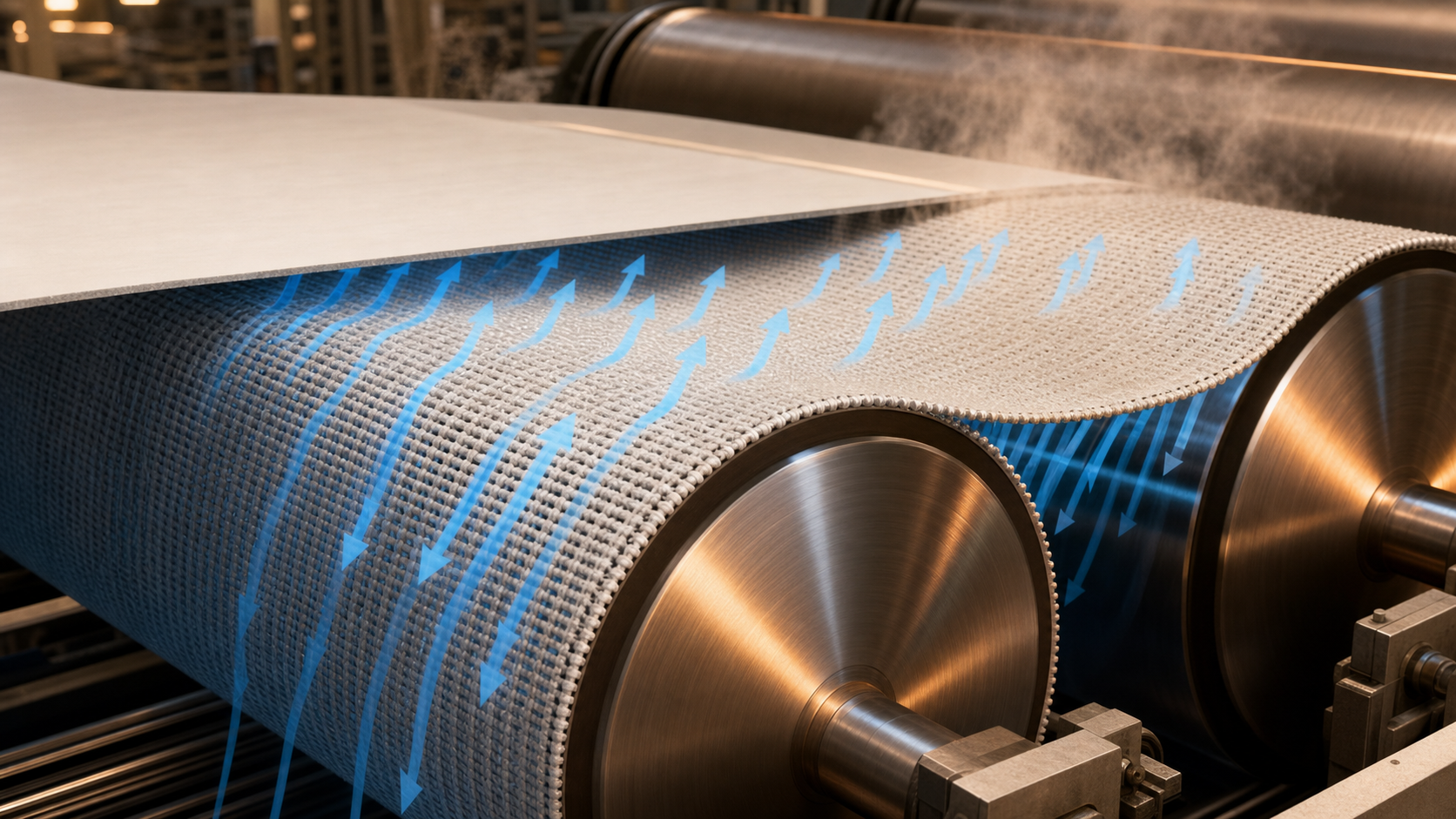 Dryer fabric air permeability in a dryer section
